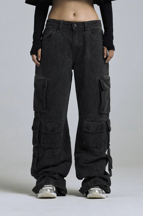 Cargo Jean mujer Undergold Basics Multi-Pocket Washed Black