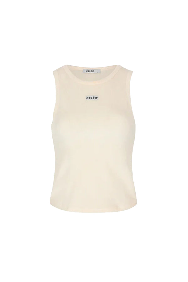 Top Celeit Label Tank Ivory
