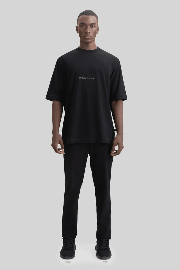 Camiseta Hombre Monastery Wolf Tshirt Oversize Negra