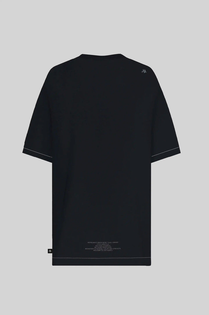 Camiseta Hombre Monastery Wolf Tshirt Oversize Negra